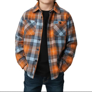 Dixxon x TMMC Plaid Orange/Blue Long Sleeve button-up shirt Daytona Harley-Davidson exclusive Kids apparel shirt