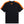 Black t-shirt with orange sleeves and a logo on the back against a white background