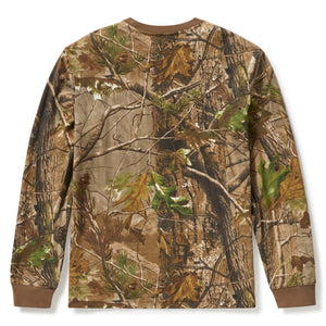 Camouflage long-sleeve shirt on a white background