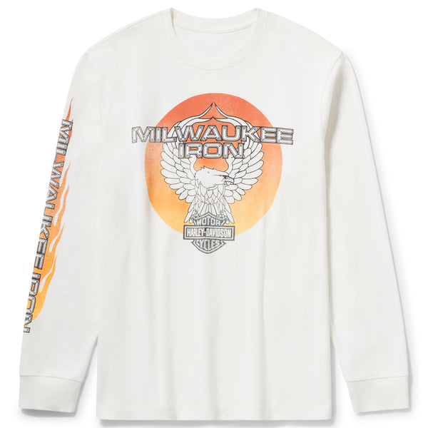 Harley-Davidson Men's Milwaukee Iron Eagle Long Sleeve Shirt, White 96795-25VM