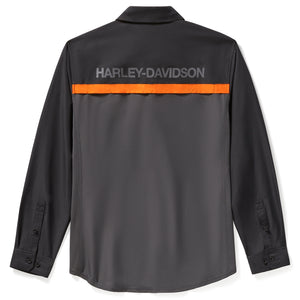 Harley-Davidson shirt with orange stripe on a white background