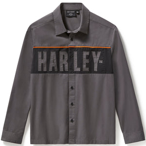 Gray shirt with 'HARLEY' logo on a white background