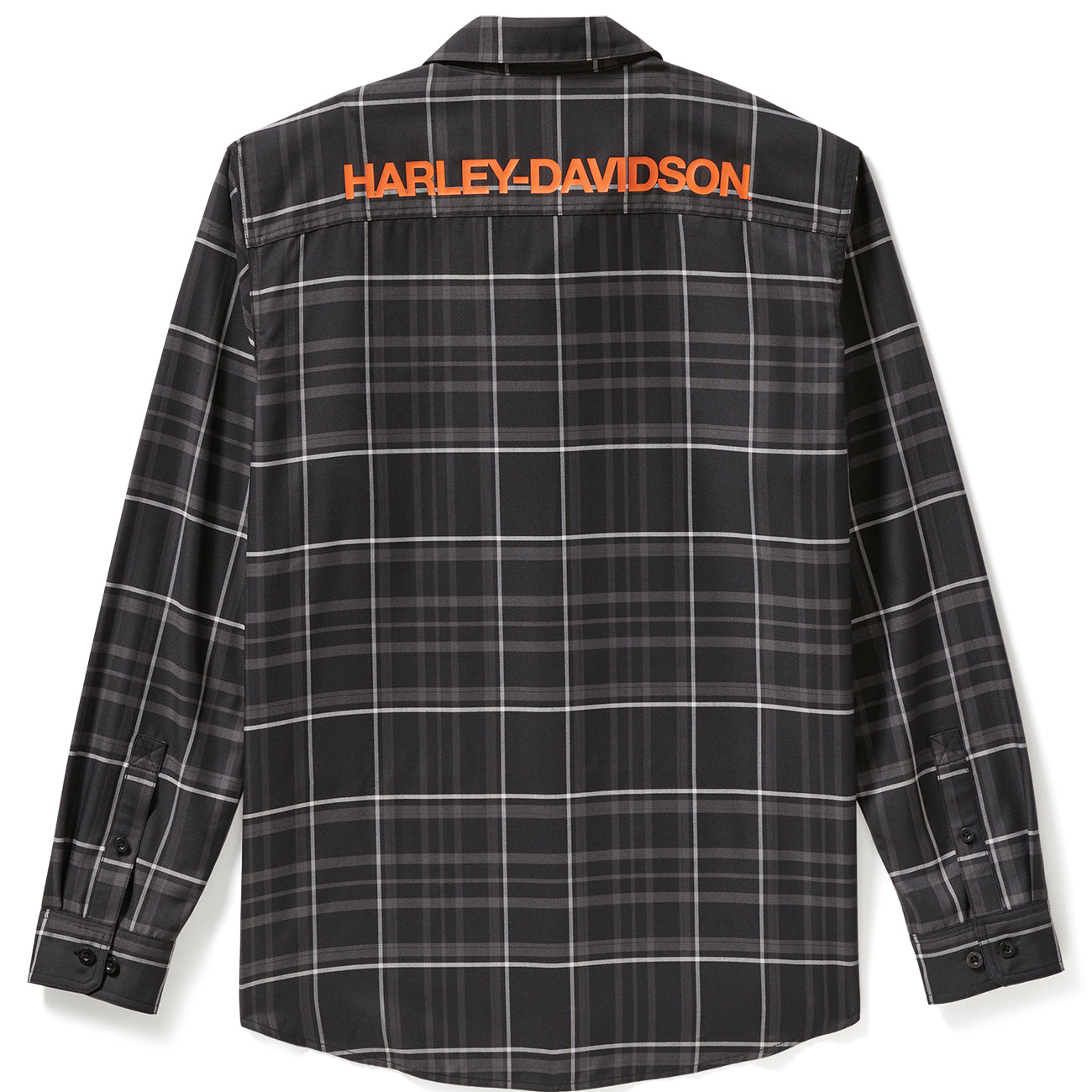 harley davidson long sleeve dress shirts Harley-Davidson Men's HD Tech Coolmax Moisture Wicking Button-Up Long Sleeve Shirt, Black Plaid 96810-25VM Black / 3XL