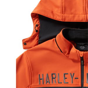 Harley-Davidson Men's Idyll Blocked Polyester Heavyweight Windproof Riding Jacket, Orange/Black 97437-25VM