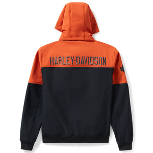Harley-Davidson hoodie with orange and black design on a white background