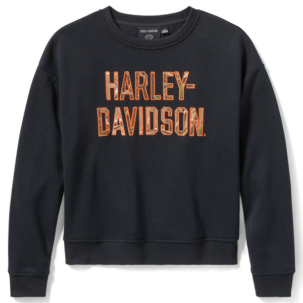 Harley-Davidson x Realtree Women's APG Fleece Long Sleeve Shirt, Black Crew 96751-25VW