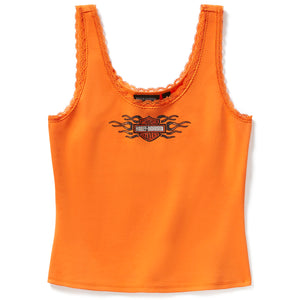 Orange tank top with a logo on a white background
