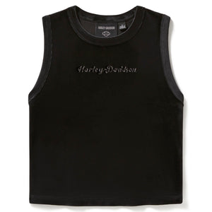 Black tank top with Harley-Davidson logo on a white background