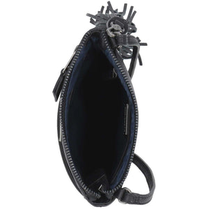 Harley-Davidson Women's Classic Genuine Leather Crossbody Purse w/ Tassel, Black MHW005/008