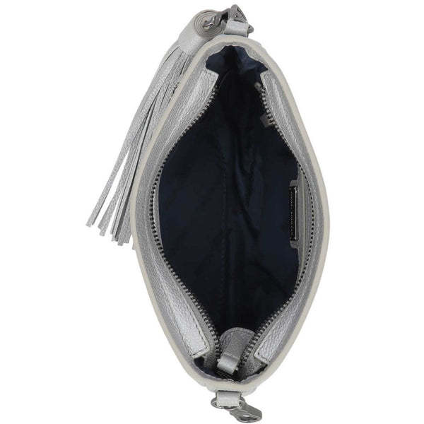 Harley-Davidson Women's Classic Genuine Leather Crossbody Purse w/ Tassel, Silver MHW005/56