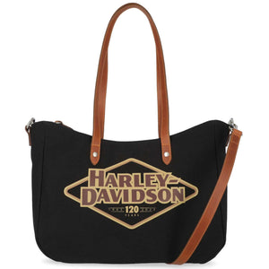Harley-Davidson 120th Anniversary Women's Recycled Canvas Shopper Bag Tote, Black