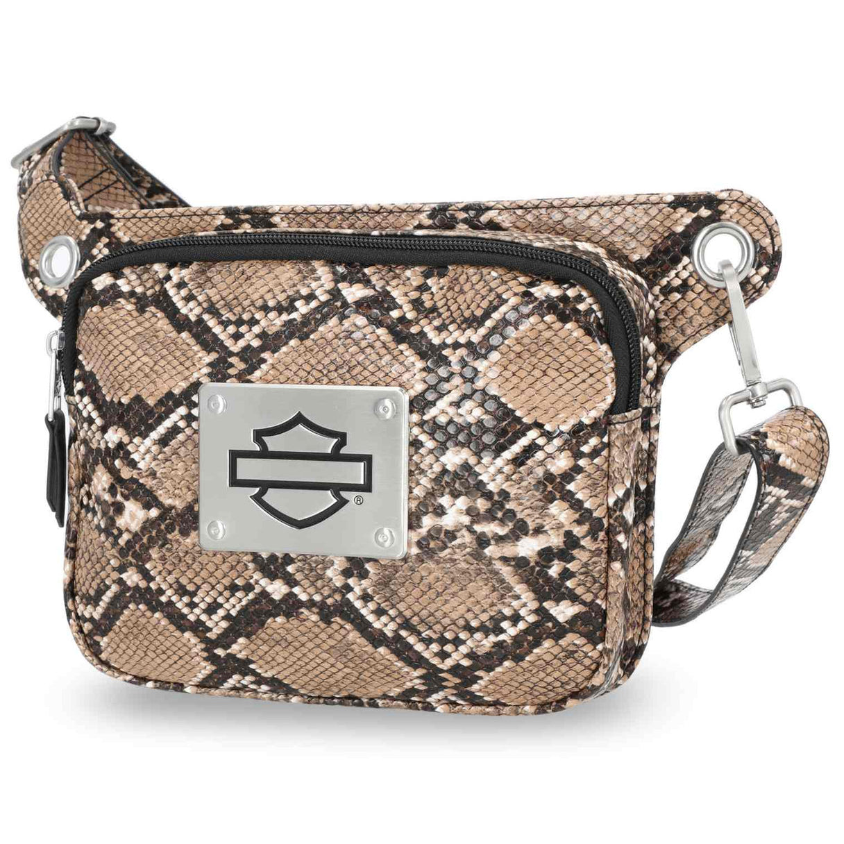 Python Daytona Harley-Davidson Women's Python Print B&S Logo Adjustable Waist Bag, Br ...