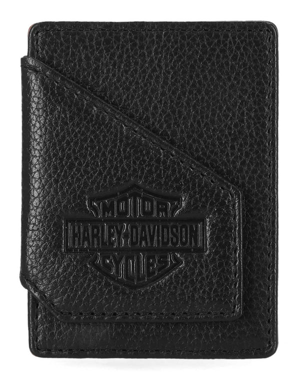 Harley-Davidson Men's Bar & Shield Core Pebble Card Case Wallet, Black MWM039/08