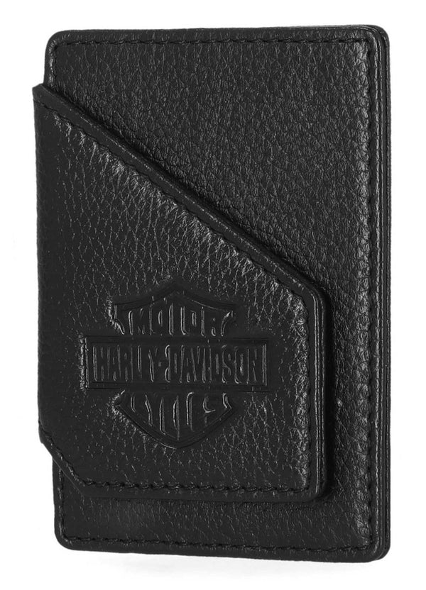 Harley-Davidson Men's Bar & Shield Core Pebble Card Case Wallet, Black MWM039/08