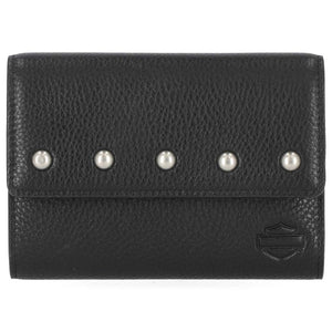 Harley-Davidson Women's Pebble Leather Bar & Shield Billfold Wallet, Black MWW005/08