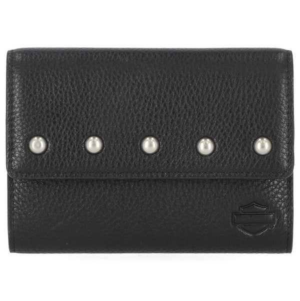 Harley-Davidson Women's Pebble Leather Bar & Shield Billfold Wallet, Black MWW005/08