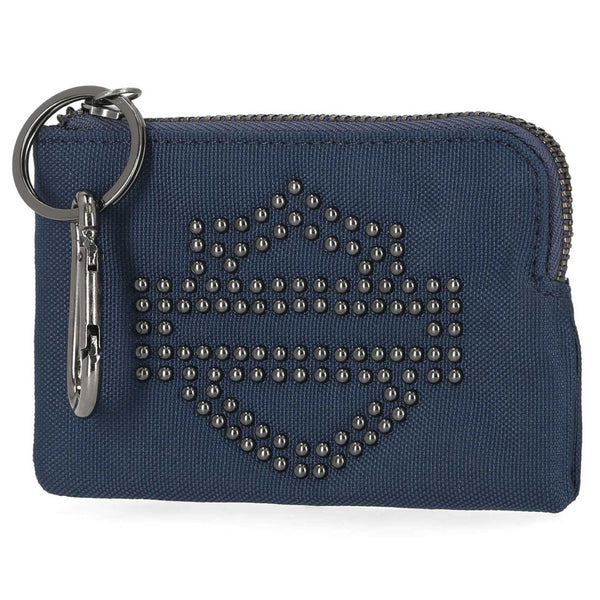 Harley-Davidson Women's Bar & Shield Studded Polyester Key Case Pouch, Navy Blue MWW027