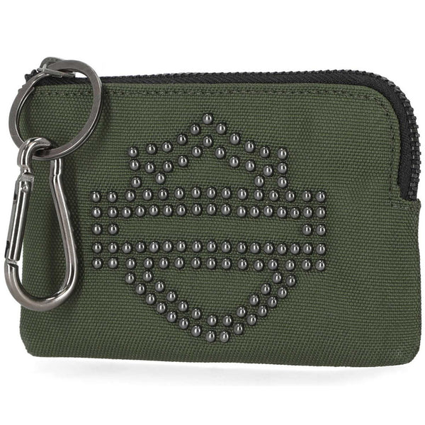 Harley-Davidson Women's Bar & Shield Studded Polyester Key Case Pouch, Olive Green MWW027