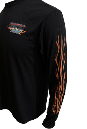 Official Daytona Biketoberfest 2026 Men's Engine's Flame Wicking Breathable Long Sleeve Shirt, Black
