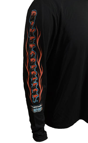 Official Daytona Biketoberfest 2026 Men's Engine's Flame Wicking Breathable Long Sleeve Shirt, Black