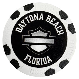 Teddy Morse's Daytona Harley-Davidson Exclusive Beach Scene Dealer Poker Chip White/Black