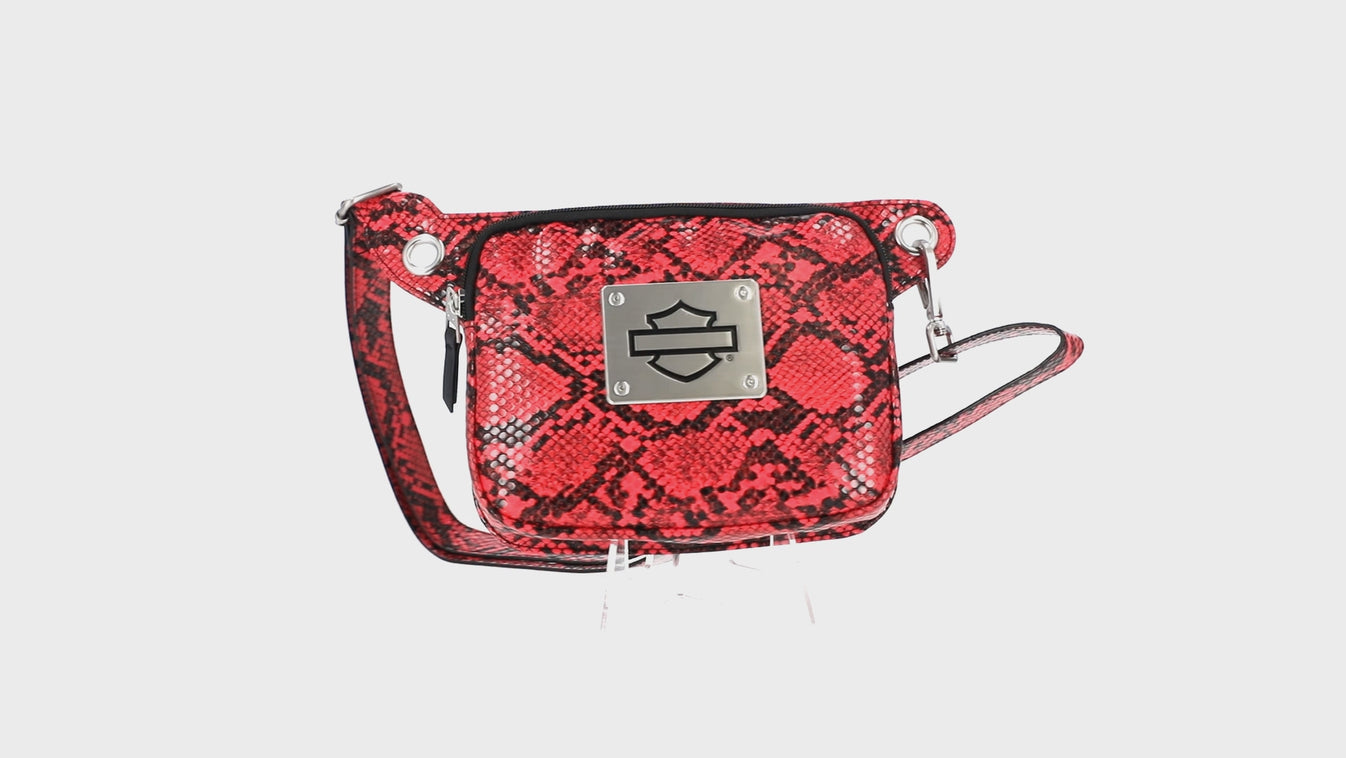 Harley-Davidson Women's Python Print B&S Logo Adjustable Waist Bag, Pi ...