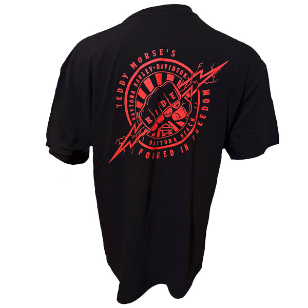 Harley-Davidson x Travis Bailey Men's Spider Skull Short Sleeve Shirt, Black