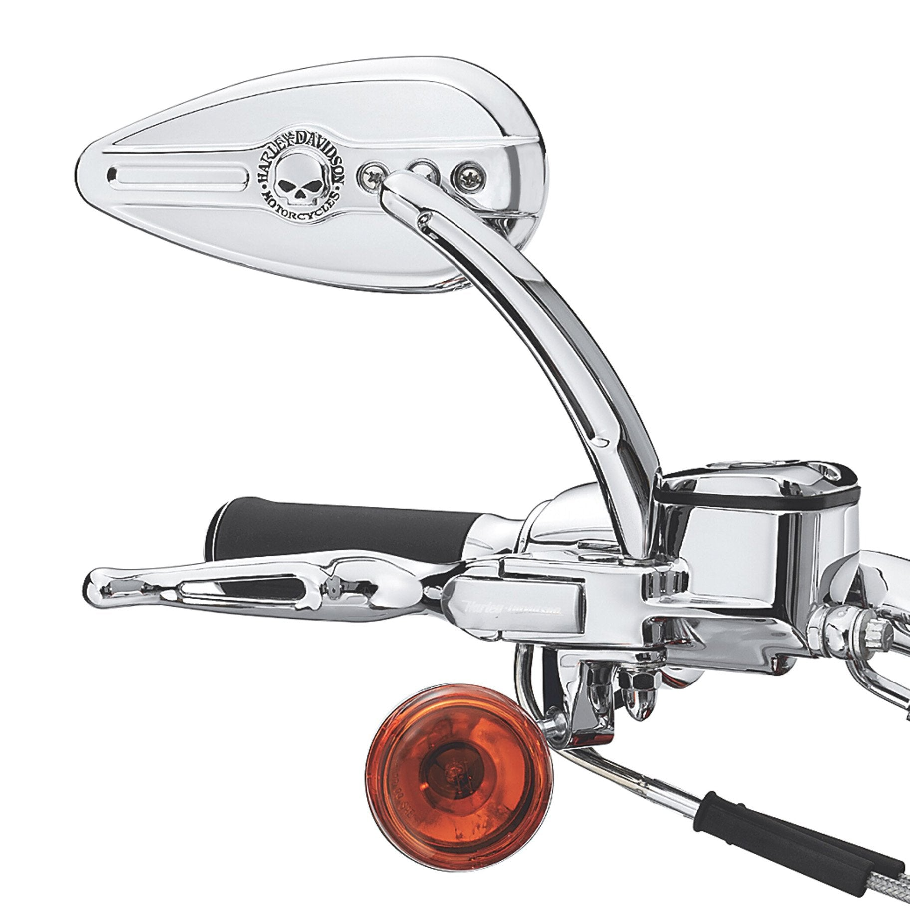 Harley-Davidson Willie G. Skull Teardrop Bike Mirrors, Chrome Harley-Davidson Willie G. Skull Teardrop Bike Mirrors, Chrome