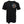 Black t-shirt with a logo on the chest against a white background