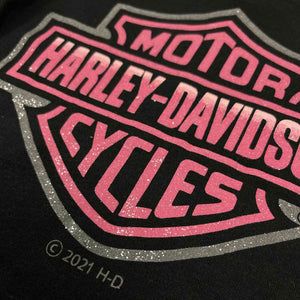 Harley-Davidson Baby Girls' Glitter B&S Mesh Tattoo Long Sleeve Creeper, Black 3000153