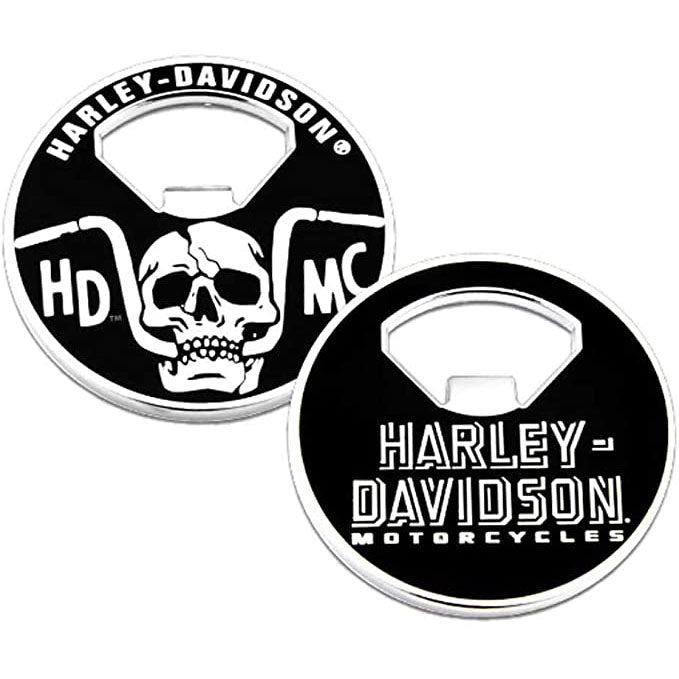Harley-Davidson Handlebar Skull Metal Challenge Coin Bottle Opener - 2 inch