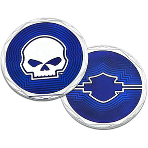 Harley-Davidson Blue Retro Bar & Shield Logo Metal Challenge Coin, 1.75 in.