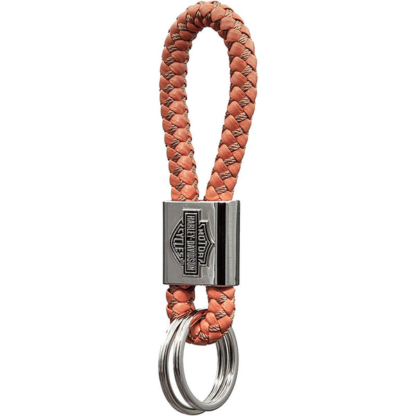 Harley-Davidson B&S Braided Vinyl, Orange Keychain PL4544