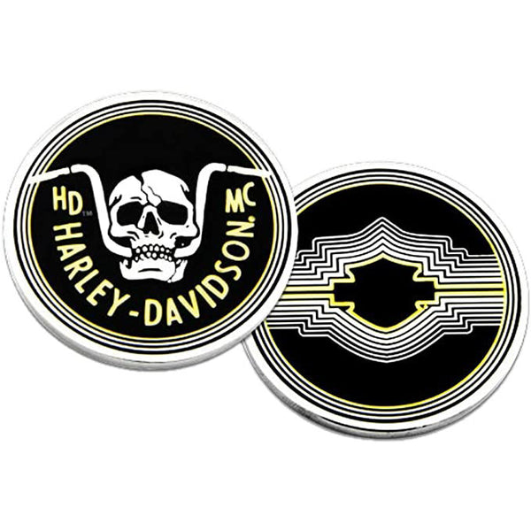 Harley-Davidson Retro Handlebar Skull Metal Challenge Coin, 1.75 in. - Black