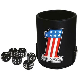 Harley-Davidson® #1 RWB Logo Dice Cup Game Set, Leatherette Cup DW653