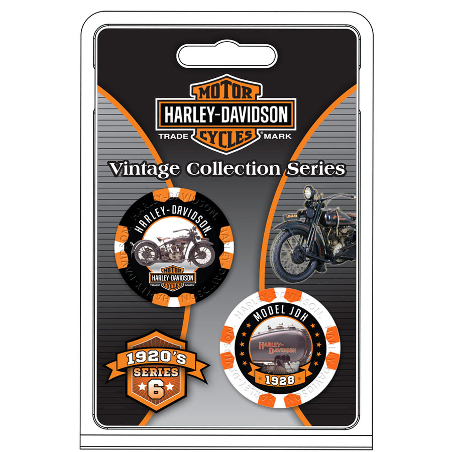 Harley-Davidson Vintage Series 6 - 1928 Model JDH Collectible Poker Chips, Black/White DW6816