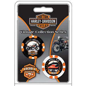 Harley-Davidson Vintage Series 7 - 1933 Model VLO Collectible Poker Chips, Black/White DW6817