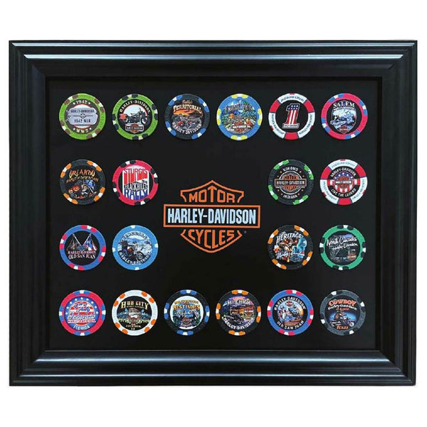 Harley-Davidson Classic Bar & Shield Magnetic Poker Chip Frame, Holds 20 Chips DW6912