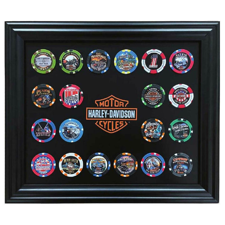 Harley-Davidson Classic Bar & Shield Magnetic Poker Chip Frame, Holds 20 Chips DW6912