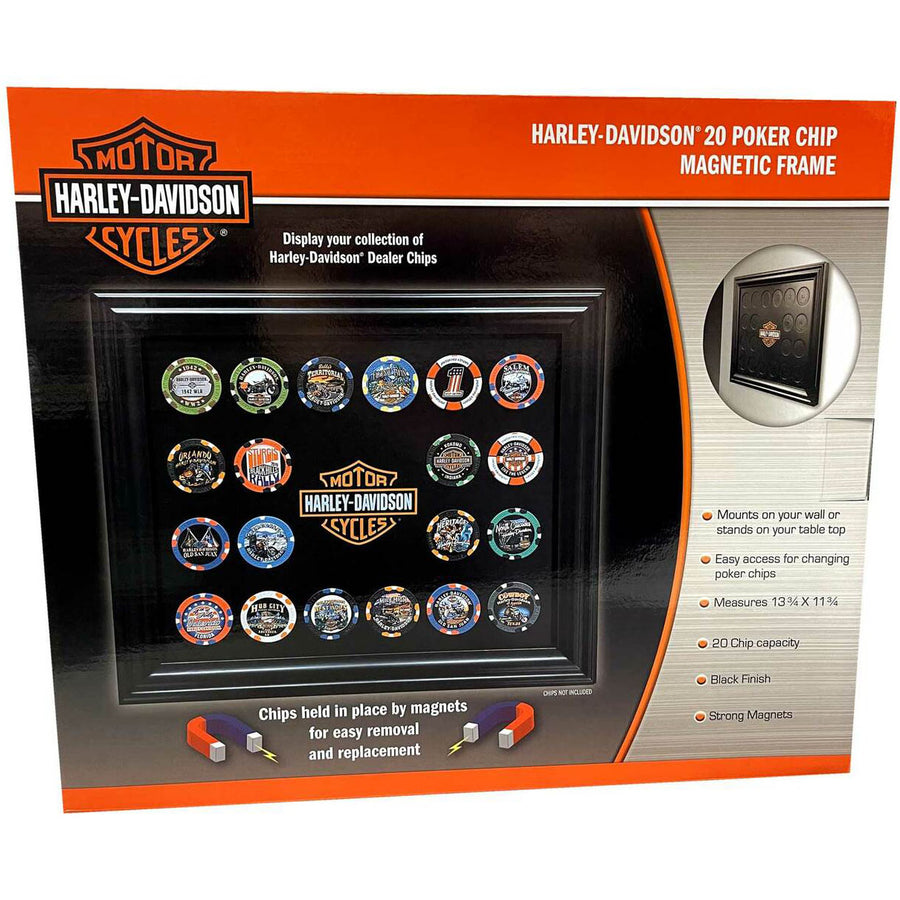 Harley-Davidson Classic Bar & Shield Magnetic Poker Chip Frame, Holds 20 Chips DW6912