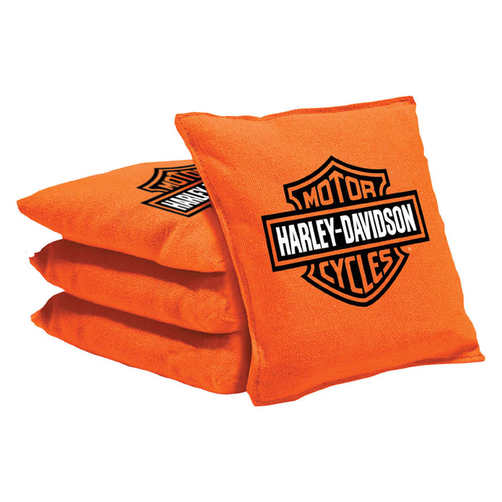 Harley-Davidson Yard Game Bean Bag Set, Four Pack w/ Storage Tote, Orange Bags DW697
