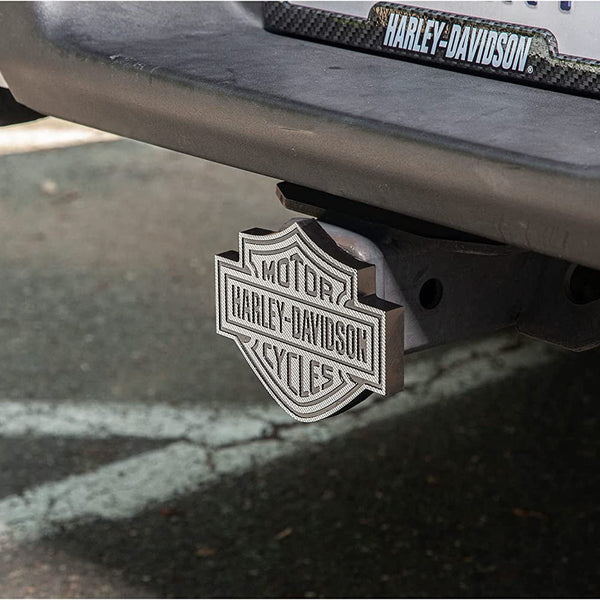 Harley-Davidson Diamond Cut Bar & Shield Logo Metal Hitch Plug, Universal Fit