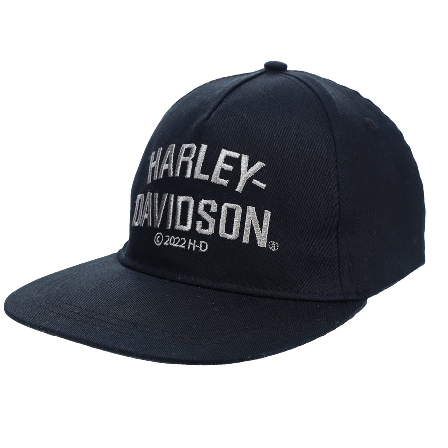 Harley-Davidson Little Boys' Twill Flat Brim Snap Back Baseball Cap - Black
