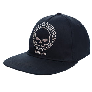 Harley-Davidson Little Boys' Skull Twill Flat Brim Snap Back Baseball Cap, Black 7280237