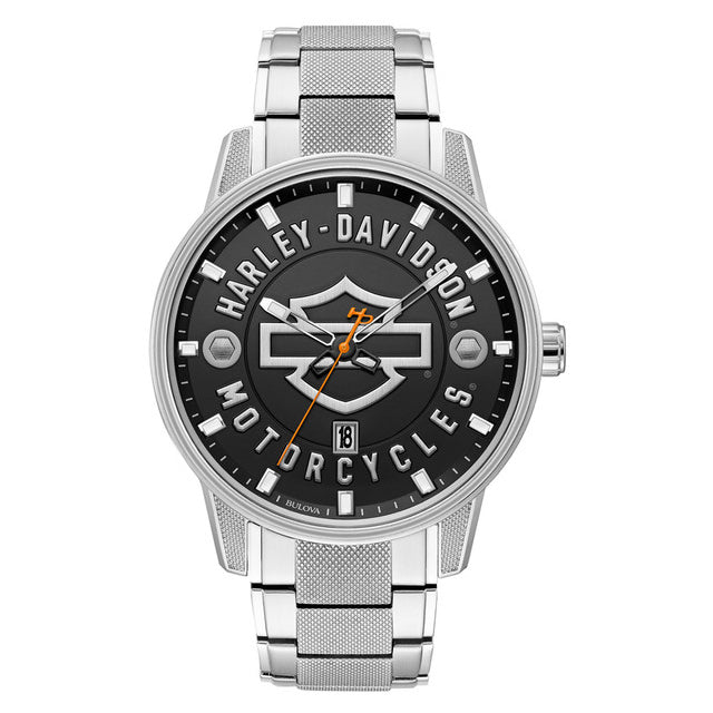 Men's Stainless Steel Silhouette Bar & Shield Wrist Watch 76B182