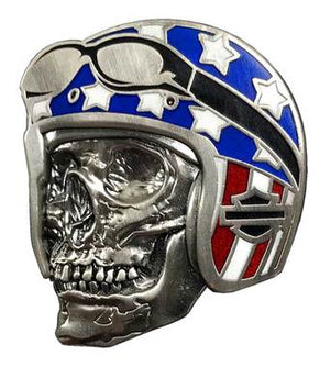 Harley-Davidson Biker Skull W/ Flag Helmet Metal Pin 1.25"  8009069