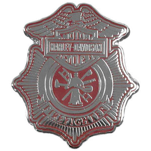 Firefighter Shield Pin, Shiny Silver Finish 8009137