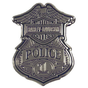 Police Shield Badge Pin Shiny Silver Finish 8009151