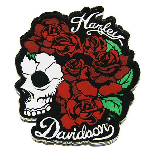 Cut-Out Skull & Roses Hard Acrylic Magnet 8011130