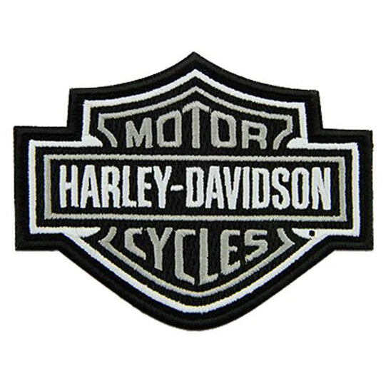 Harley-Davidson 4 inch Embroidered Gray Bar & Shield Logo Emblem Sew-On Patch